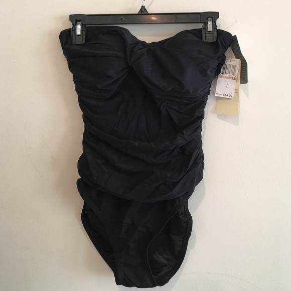 Black strapless one piece