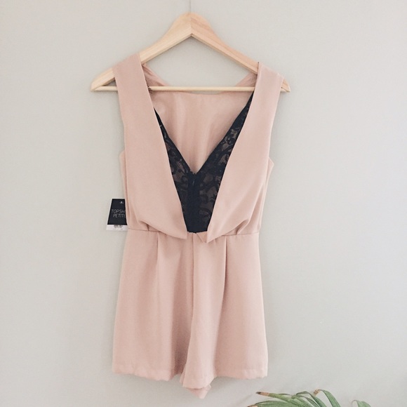 Topshop Blush Pink Romper with Lace Back