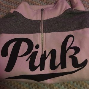 Pink and gray half zip up sweatshirt