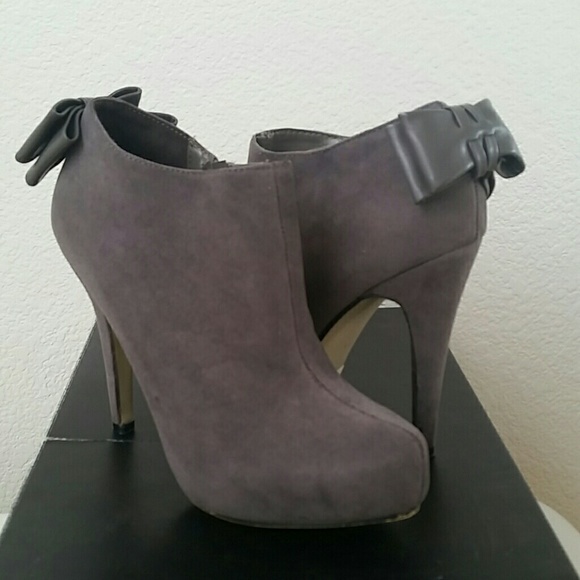 Gray Heeled Ankle Booties
