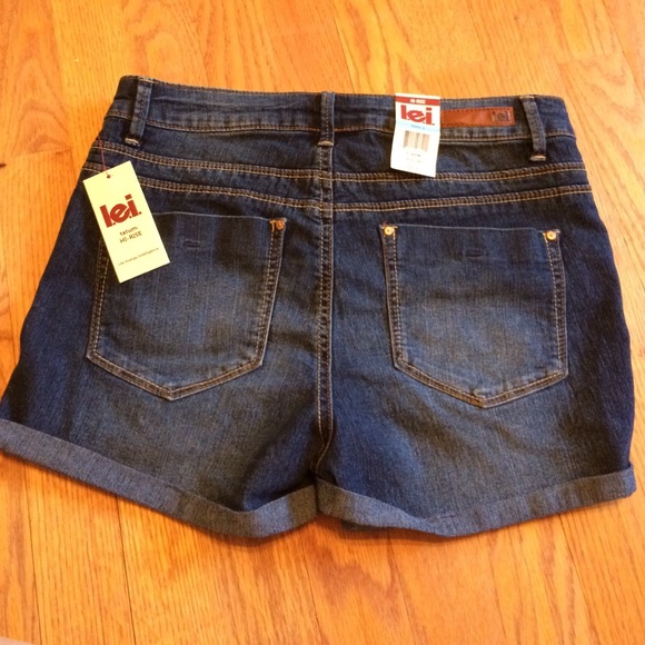 Distressed denim shorts