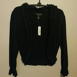 WHITE HOUSE BLACK MARKET CROP SWEATER W/RUFFLE NEW