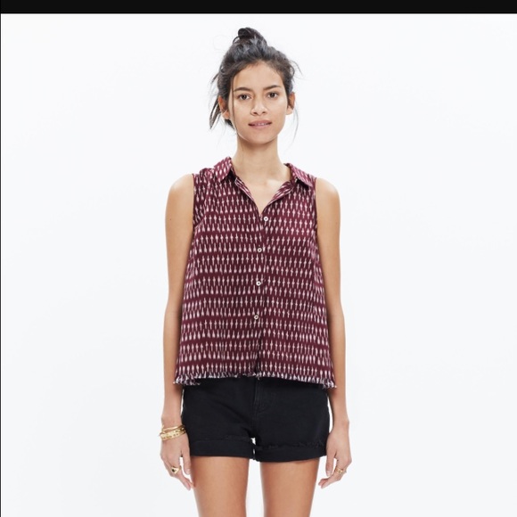 Madewell maroon Ikat top