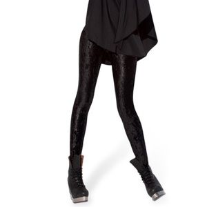 Blackmilk Metallic Black Velvet Leggings (M)