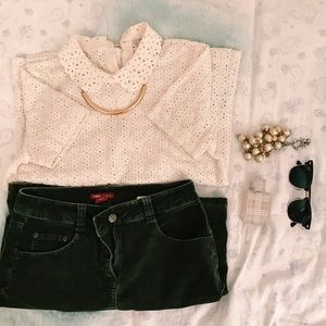 J. Crew Peter Pan Collar Cream Eyelet Blouse