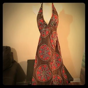 Boho print halter style maxi dress