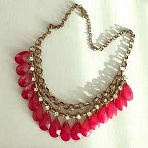 Red Teardrop Statement Necklace