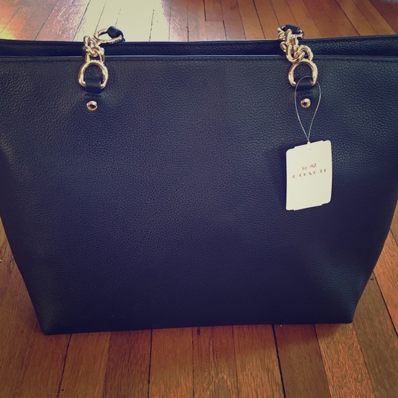 Coach Black Leather Sophia Tote