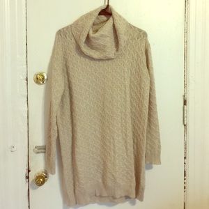 Honeycomb boyfriend cowl neck sweater