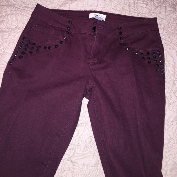 Plum colored skinny jeans