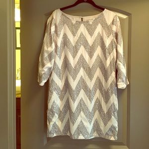 White and silver cocktail dress