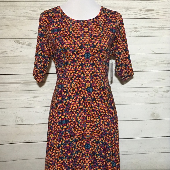 Lularoe Nicole 2XL Navy W/Multicolored Design
