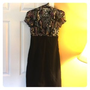 Floral and black Pencil shirt dress