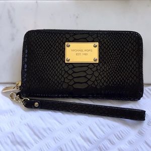 Michael Kors • Python Embossed Leather Zip Wallet