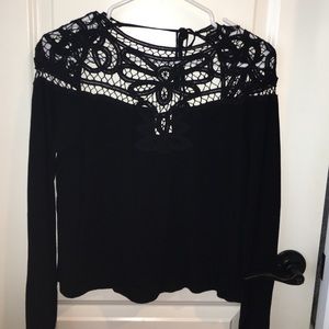 Black lace cut out top