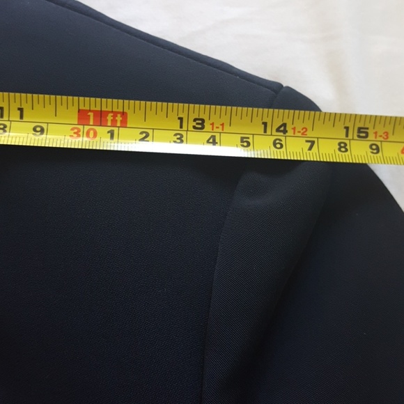 Cropped Navy Blazer with leather trim - Picture 7 of 8