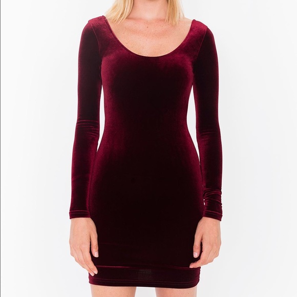 american apparel red velvet dress
