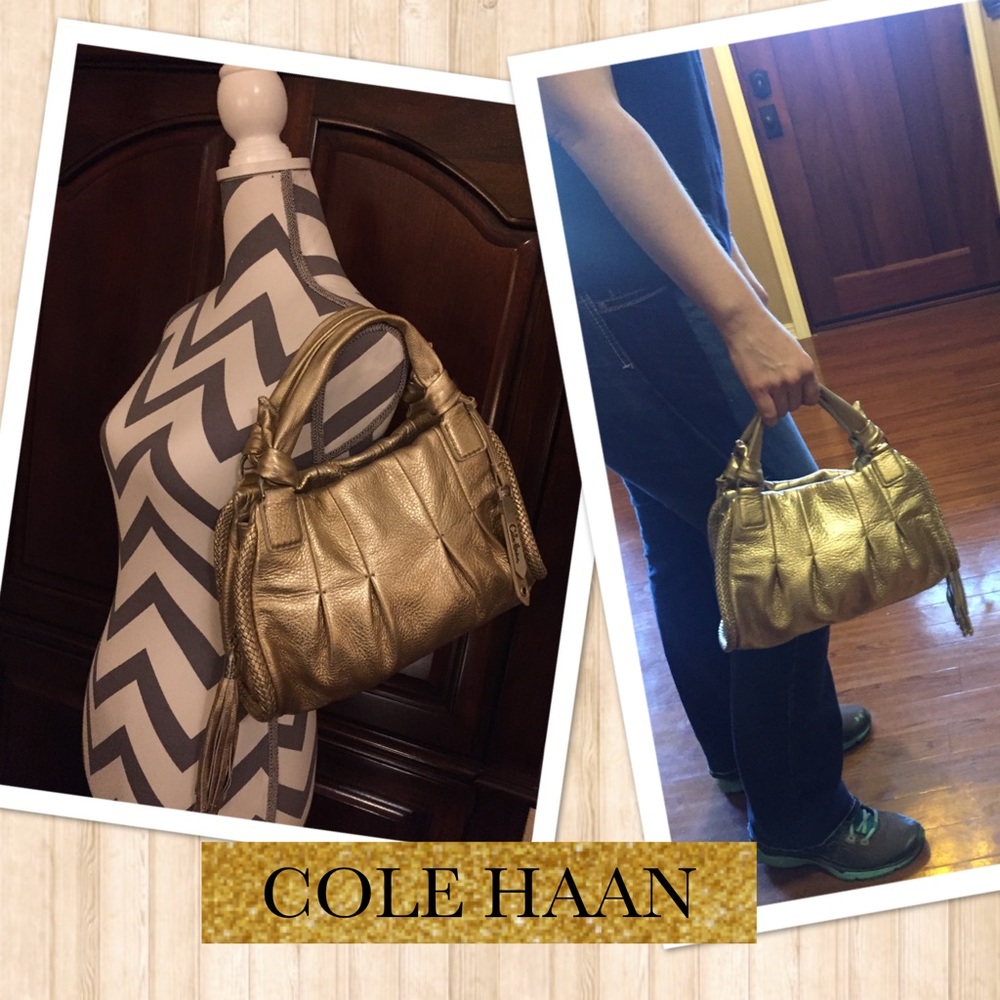 NOW SOLD!!   COLE HAAN Leather Purse- Gold Leather - Picture 4 of 4