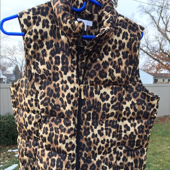 Ladies animal print ski puffer vest