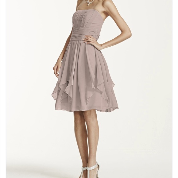 David's Bridal Chiffon Dress with Layered Skirt