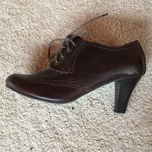 Brown bootie heels