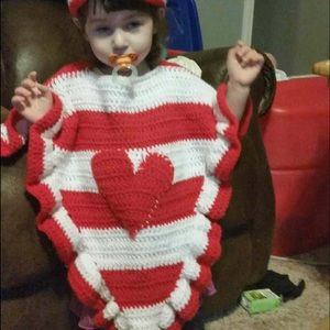 Hand crocheted baby poncho