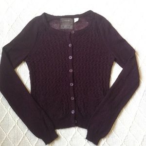 Anthropologie Guinevere Plum Open Weave Sweater