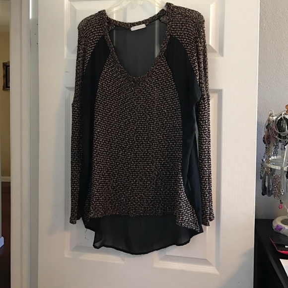 Lush Long Sleeve Sheer and Knit Top