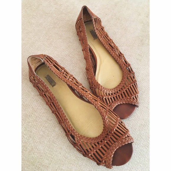 Tan Open-Toe Flats