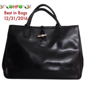 Longchamp Handbags - 🎉HP🎉 [Longchamp] Roseau Black Leather Tote 👜