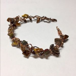 Handcrafted Tigereye & copper wire bracelet