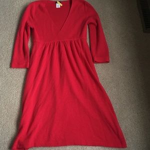 3/4 red sweater dress by J Crew.