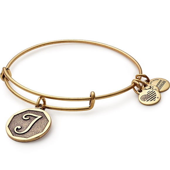 Alex and Ani Initial "T" Charm Bangle, Gold