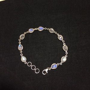 Rainbow Moonstone Tennis Bracelet Solid 925 Silver