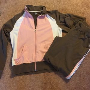 Brown, pink and white sweatsuit