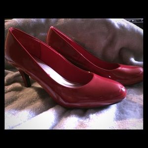 Red high heel shoes