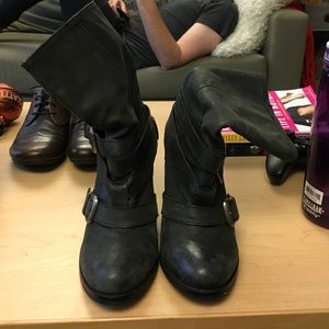 Grey Leather Booties