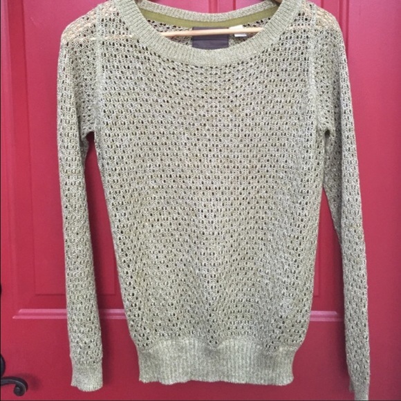 Anthropologie Glimmered Pointelle Sweater