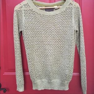 Anthropologie Glimmered Pointelle Sweater