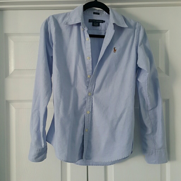 Ralph Lauren slim fit baby blue button down shirt