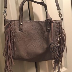 Taupe Jessica Simpson Crossbody Bag with Fringe