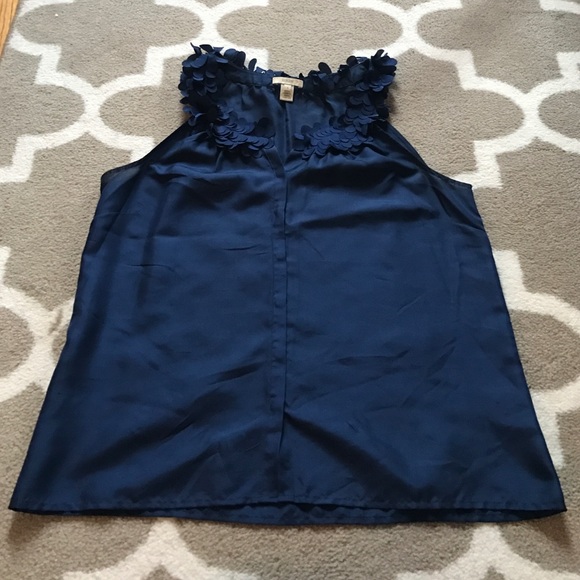100% silk navy blouse shell.
