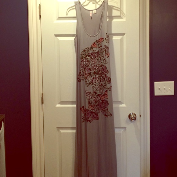Gray butterfly maxi dress