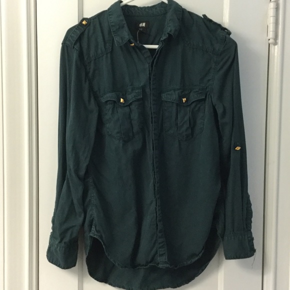 Dark green button down
