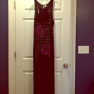 Black maxi dress with rose