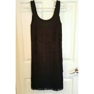 Donna Morgan Black Fringe Dress Size 2