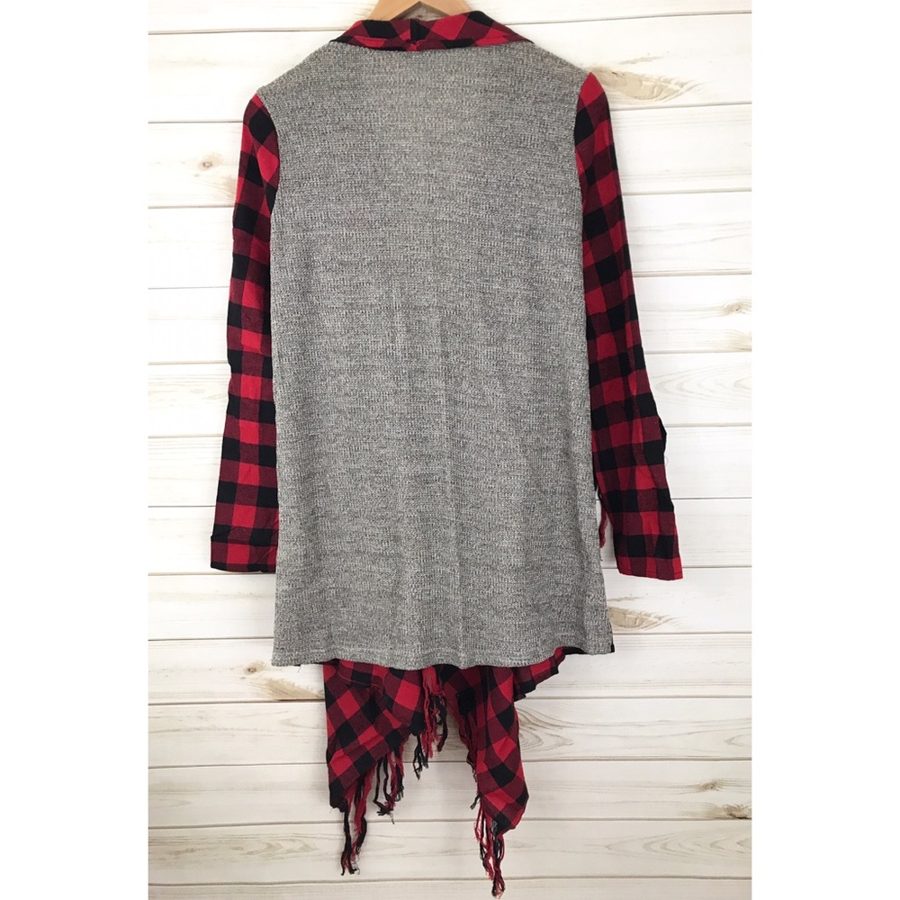 LAST🌷Fringed Buffalo Check Cardigan | D3 - Picture 8 of 8