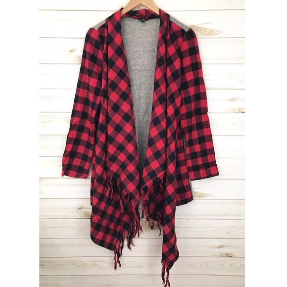 LAST🌷Fringed Buffalo Check Cardigan | D3 - Picture 7 of 8