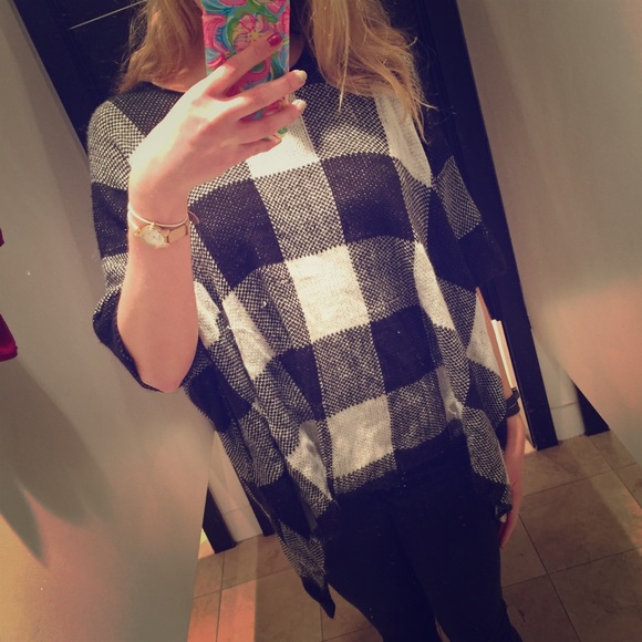 Sale! Black, gray, and white poncho
