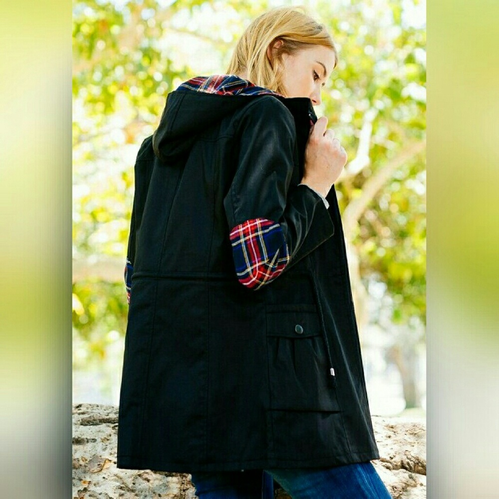 Plaid patch utility jacket- flash sale - Picture 2 of 4